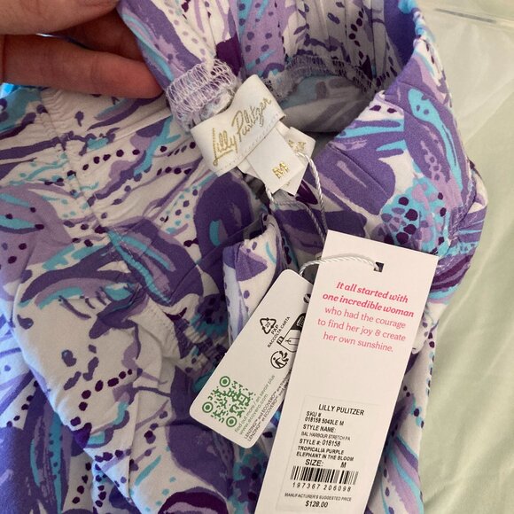 NWT Lilly Pulitzer Bal Harbour purple in the bloom palazzo pants, Sz. M - Picture 2 of 2